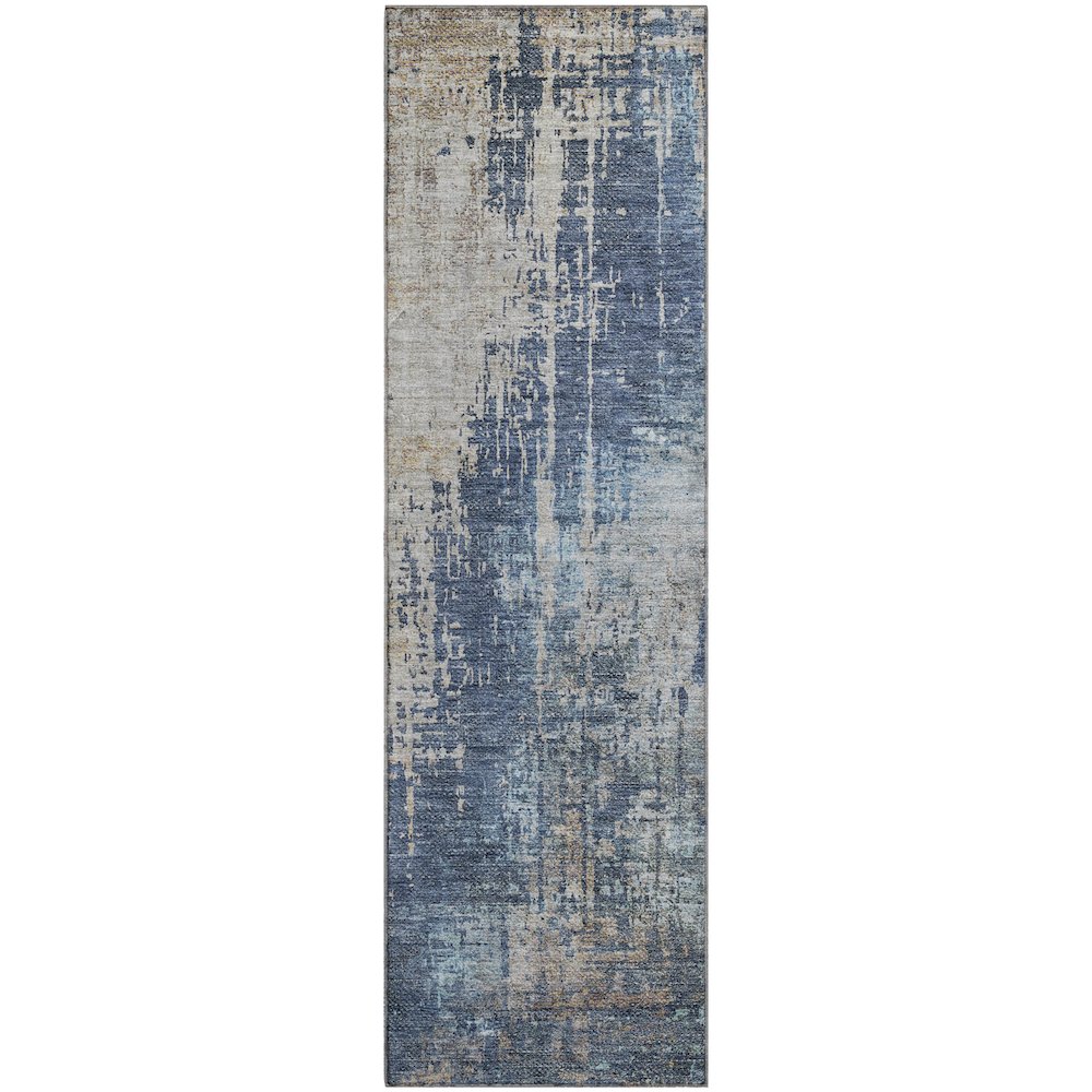 Premium Machine Washable Mayfield AMF795 Navy 2'3" x 7'6" Runner Rug
