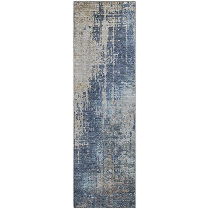 Premium Machine Washable Mayfield AMF795 Navy 2'3" x 7'6" Runner Rug