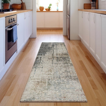 Premium Machine Washable Mayfield AMF797 Beige 2'3" x 7'6" Runner Rug