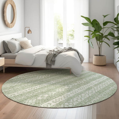 Premium Machine Washable Mayfield AMF803 Aloe 8' x 8' Round Rug