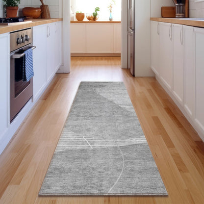 Premium Machine Washable Mayfield AMF805 Gray 2'3" x 7'6" Runner Rug