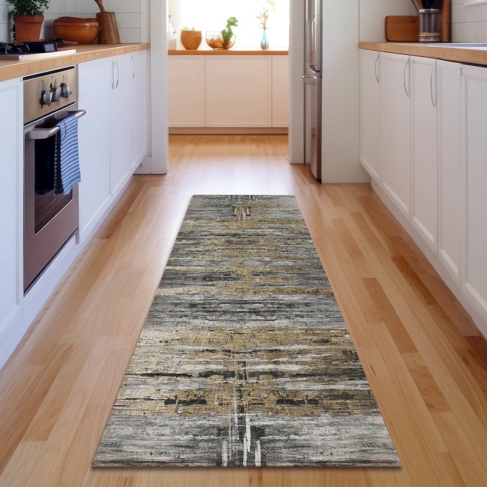 Premium Machine Washable Mayfield AMF807 Gray 2'3" x 7'6" Runner Rug