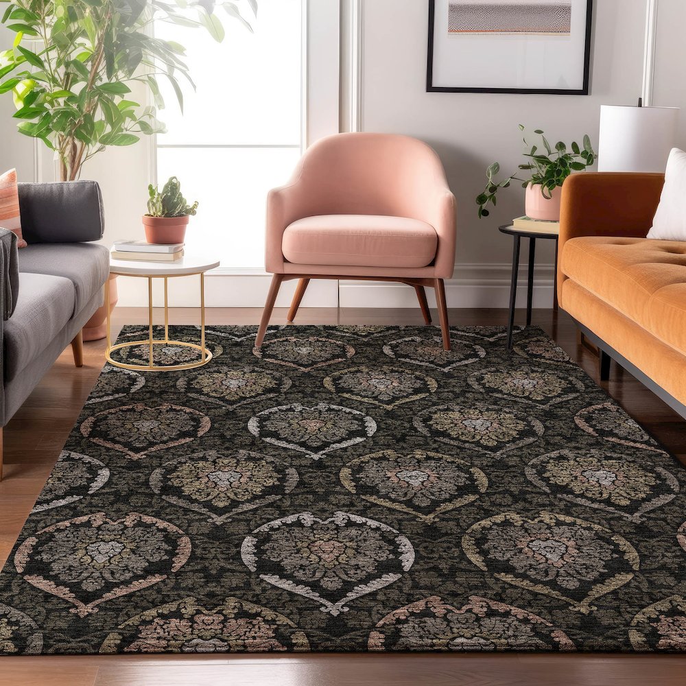 Premium Machine Washable Mayfield AMF809 Black 2'6" x 3'10" Rug