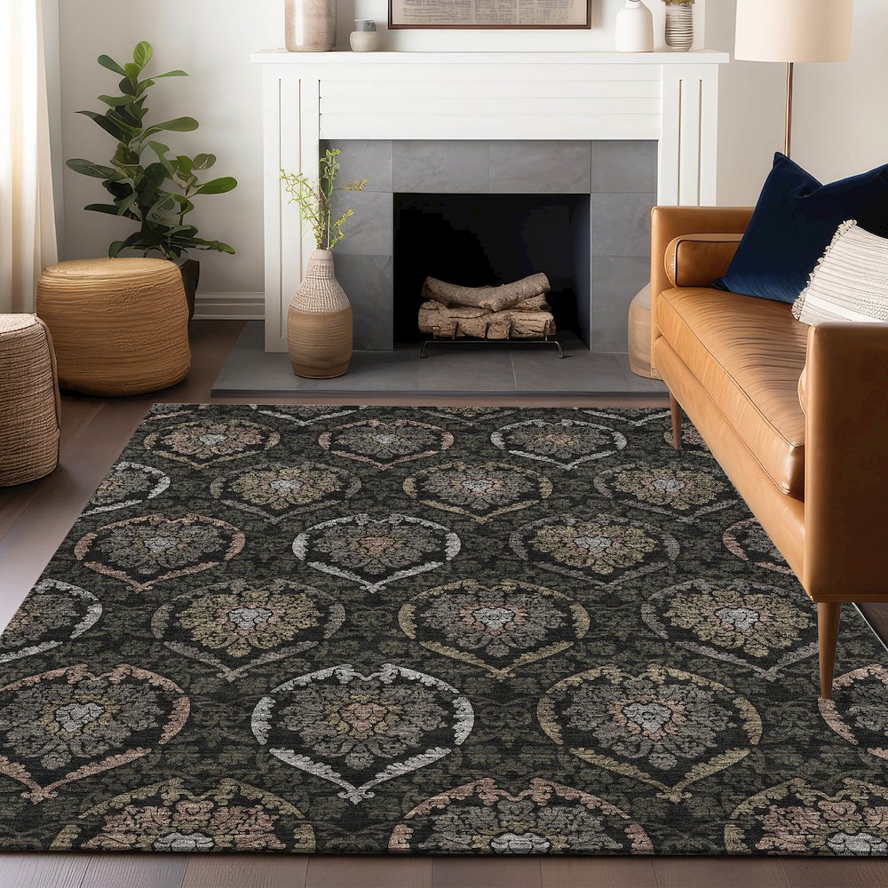 Premium Machine Washable Mayfield AMF809 Black 2'6" x 3'10" Rug
