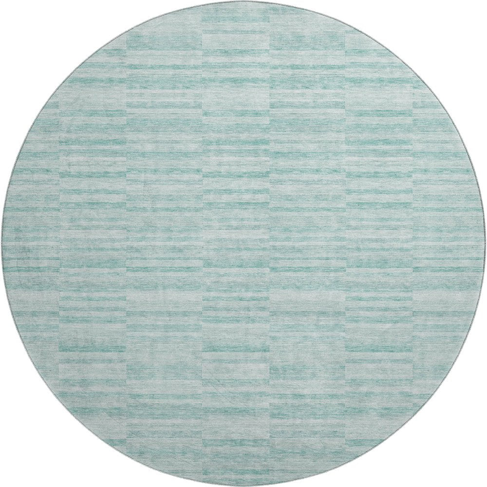 Premium Machine Washable Mayfield AMF817 Turquoise 8' x 8' Round Rug
