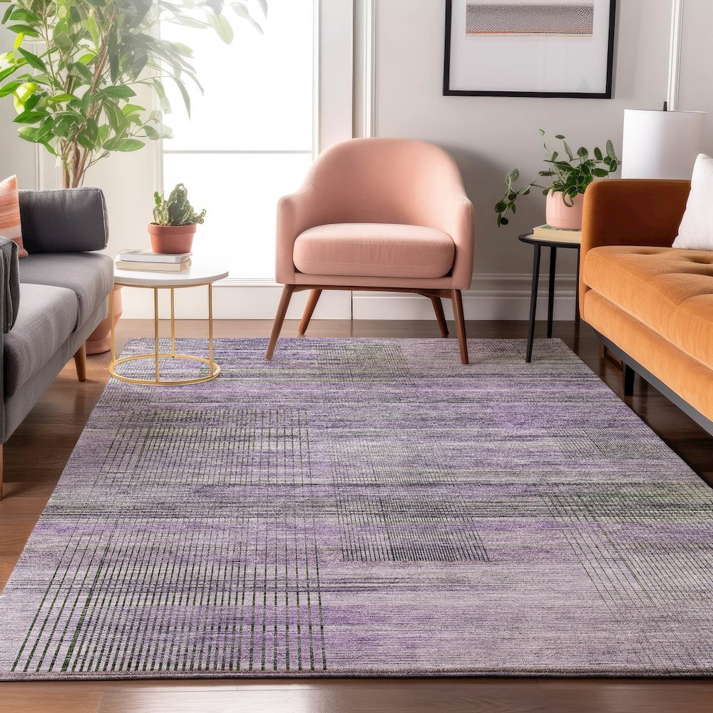Premium Machine Washable Mayfield AMF819 Purple 2'6" x 3'10" Rug