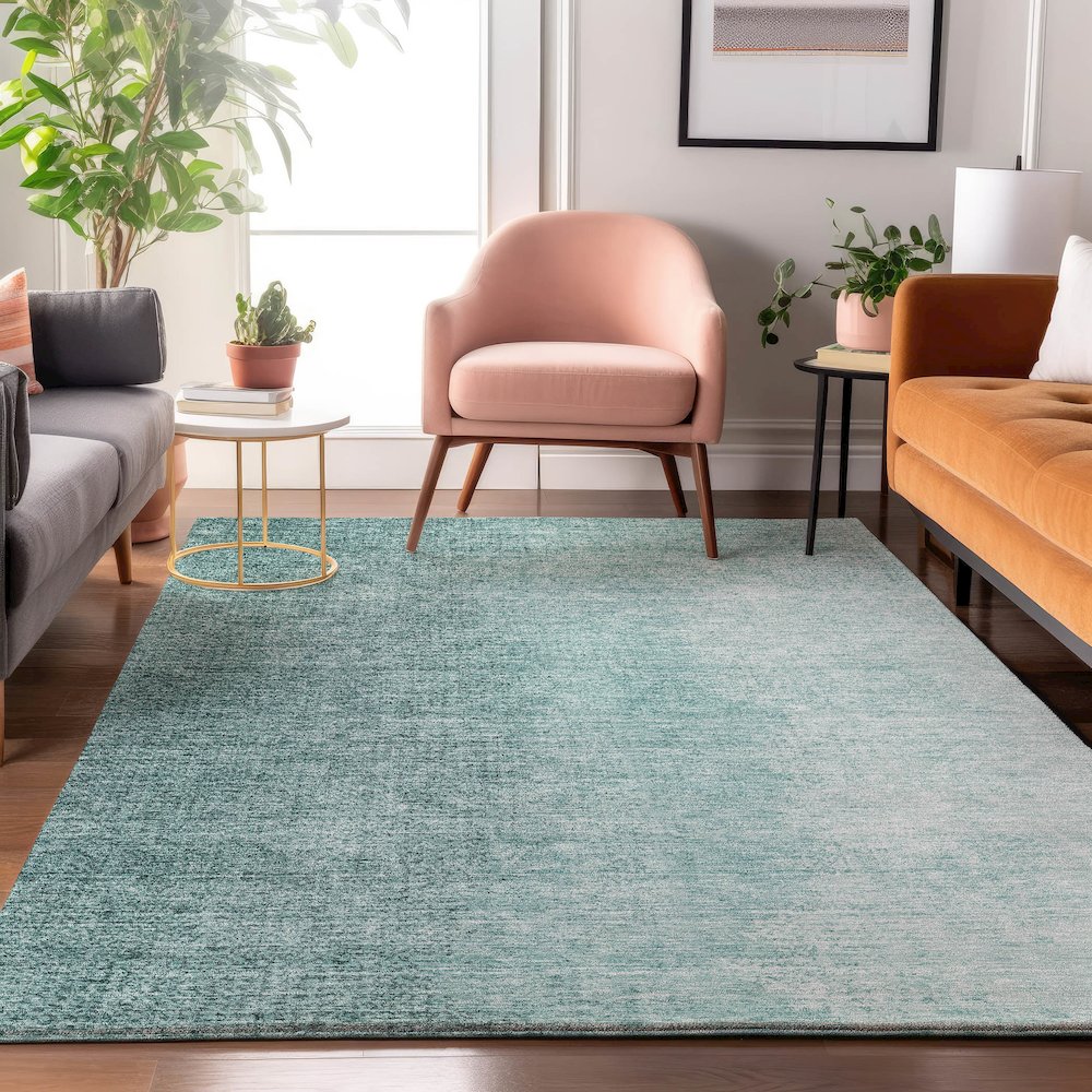 Premium Machine Washable Mayfield AMF822 Teal 2'6" x 3'10" Rug