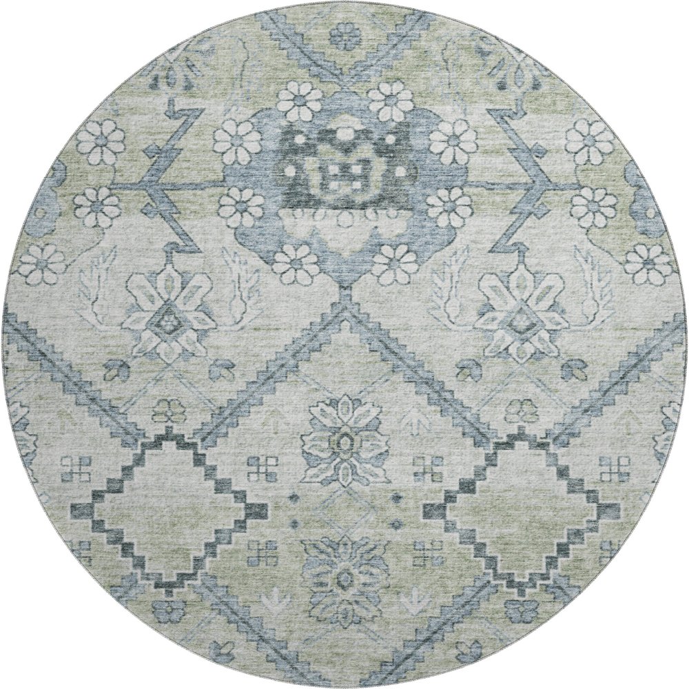 Premium Machine Washable Mayfield AMF841 Aloe 8' x 8' Round Rug