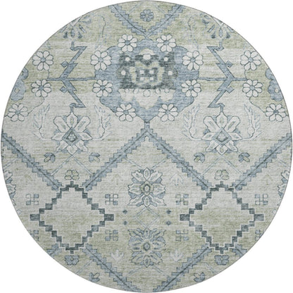 Premium Machine Washable Mayfield AMF841 Aloe 8' x 8' Round Rug