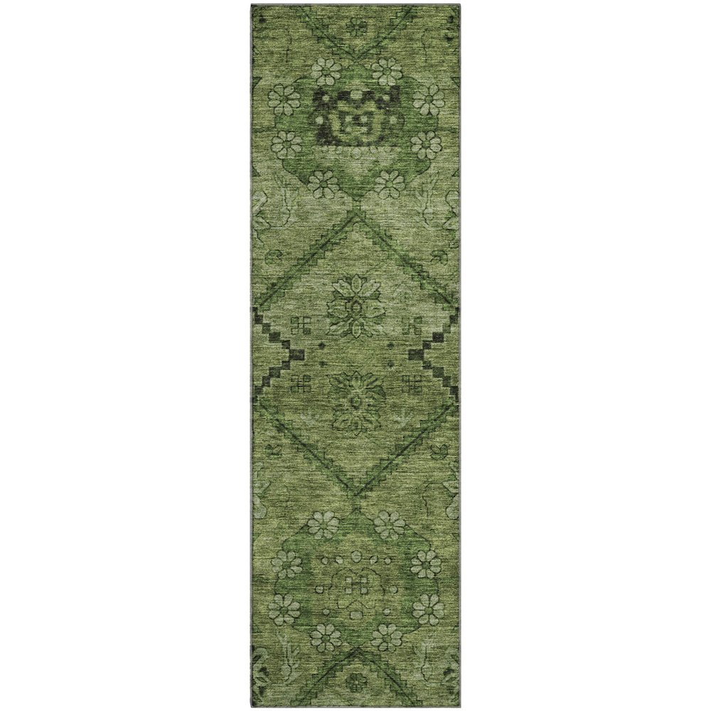 Premium Machine Washable Mayfield AMF842 Olive 2'3" x 7'6" Runner Rug