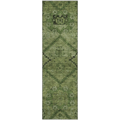Premium Machine Washable Mayfield AMF842 Olive 2'3" x 7'6" Runner Rug