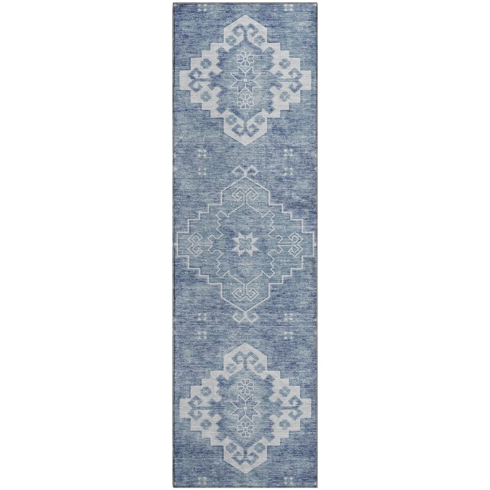 Premium Machine Washable Mayfield AMF847 Blue 2'3" x 7'6" Runner Rug