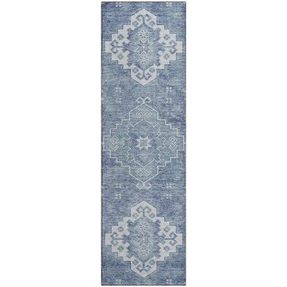 Premium Machine Washable Mayfield AMF847 Blue 2'3" x 7'6" Runner Rug