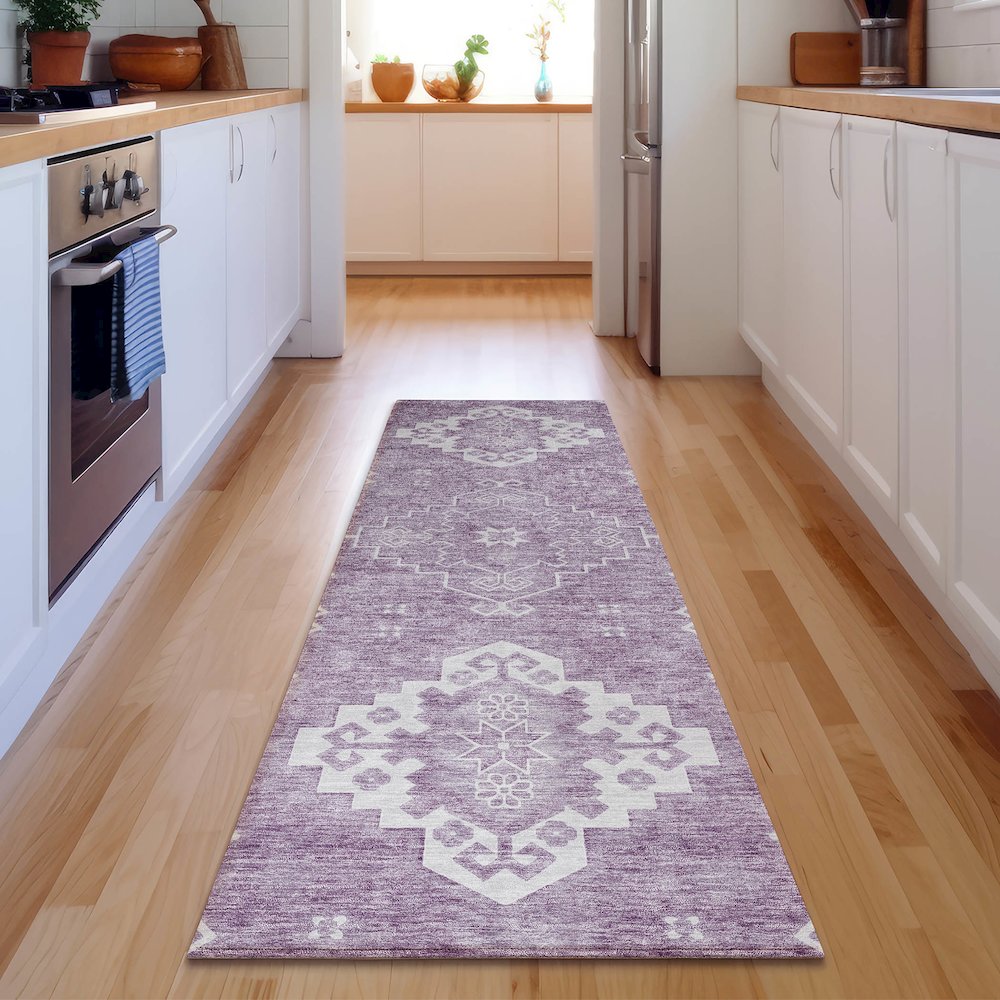 Premium Machine Washable Mayfield AMF847 Lavender 2'3" x 7'6" Runner Rug