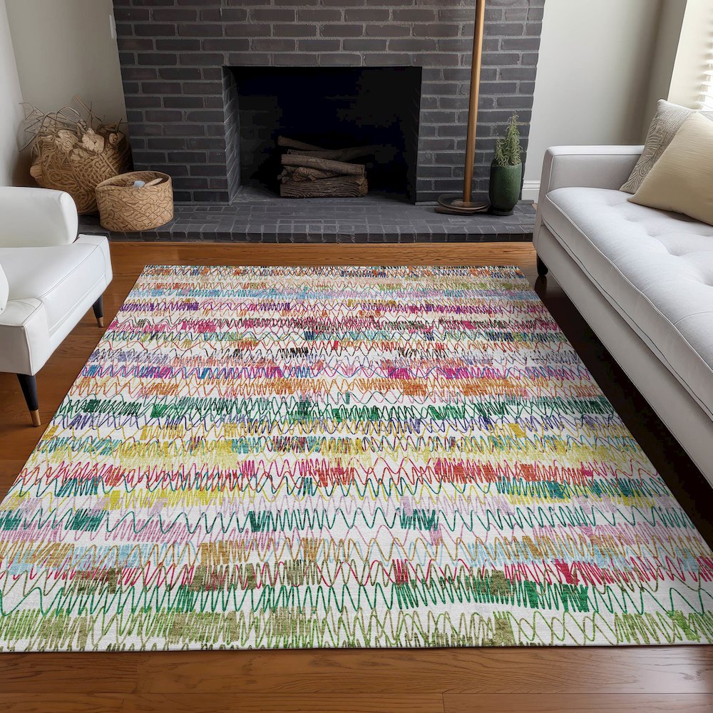 Premium Machine Washable Mayfield AMF850 Green 2'6" x 3'10" Rug