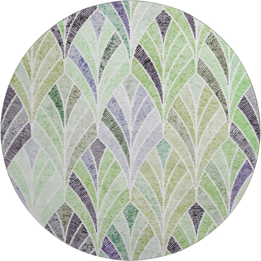 Premium Machine Washable Mayfield AMF851 Green 8' x 8' Round Rug