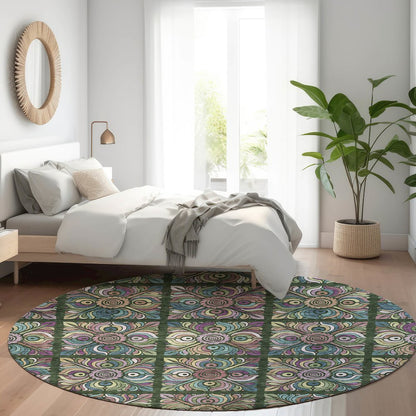 Premium Machine Washable Mayfield AMF852 Fern 8' x 8' Round Rug