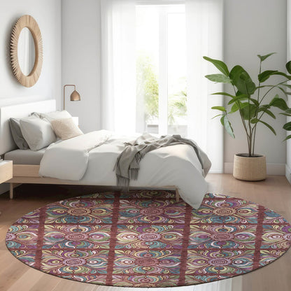 Premium Machine Washable Mayfield AMF852 Paprika 8' x 8' Round Rug