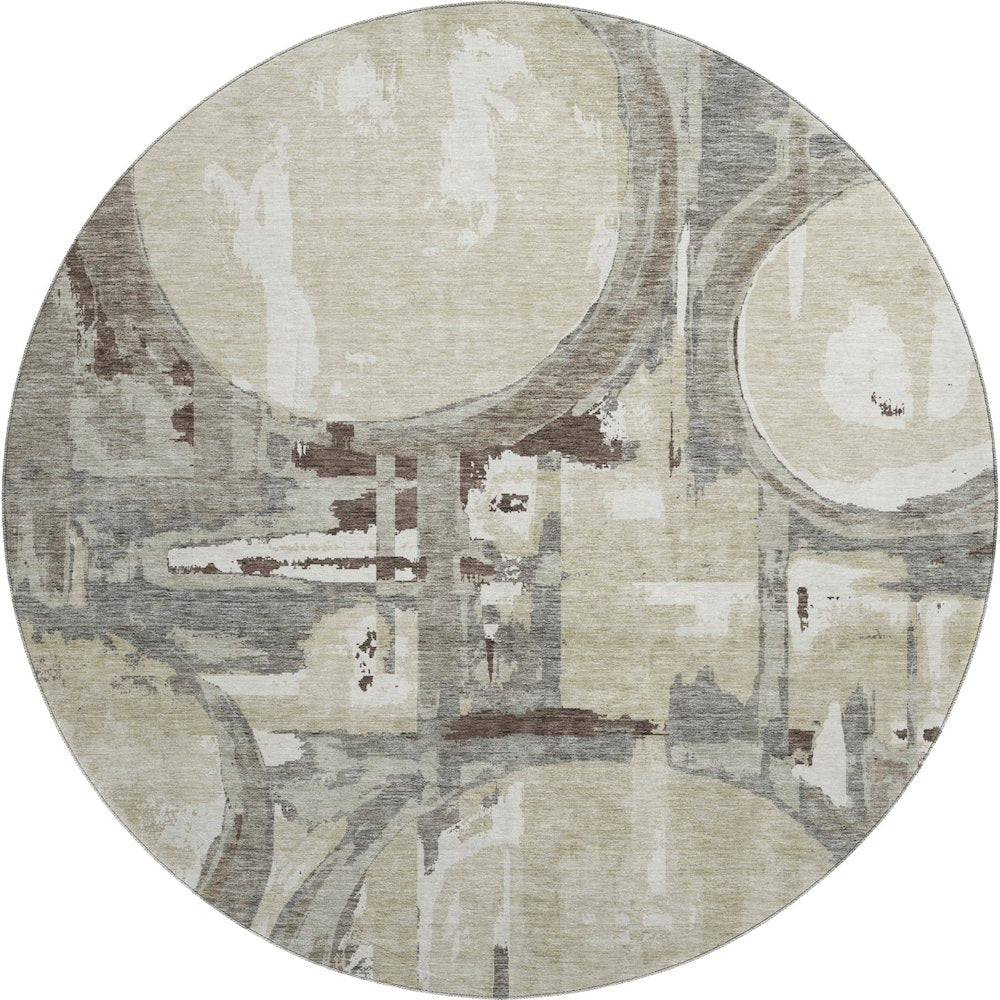Premium Machine Washable Mayfield AMF855 Tan 8' x 8' Round Rug