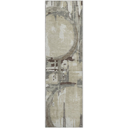 Premium Machine Washable Mayfield AMF855 Tan 2'3" x 7'6" Runner Rug