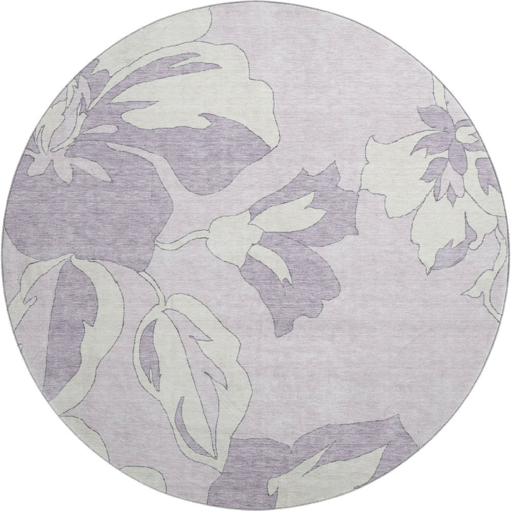 Premium Machine Washable Mayfield AMF857 Lavender 8' x 8' Round Rug