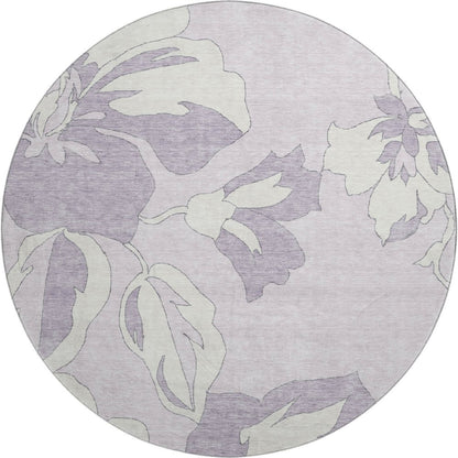 Premium Machine Washable Mayfield AMF857 Lavender 8' x 8' Round Rug