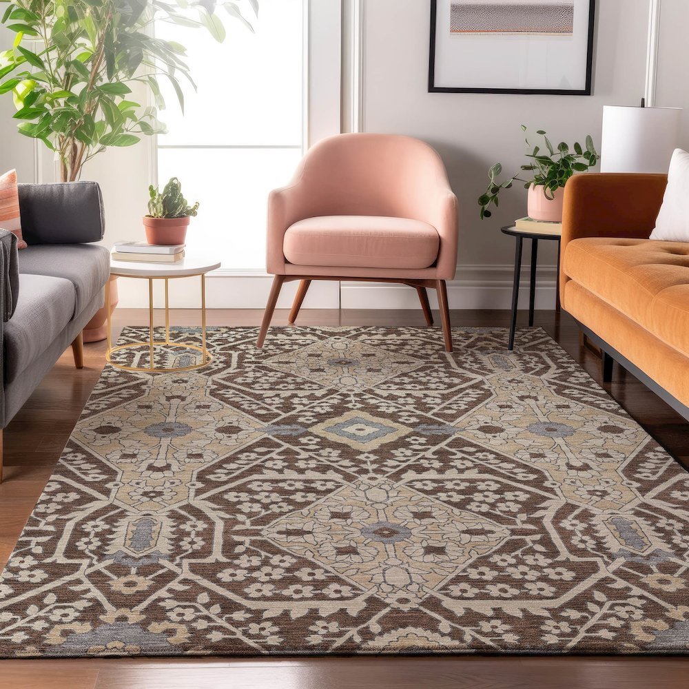Premium Machine Washable Mayfield AMF863 Chocolate 2'6" x 3'10" Rug