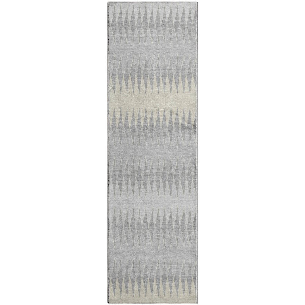 Premium Machine Washable Mayfield AMF867 Silver 2'3" x 7'6" Runner Rug