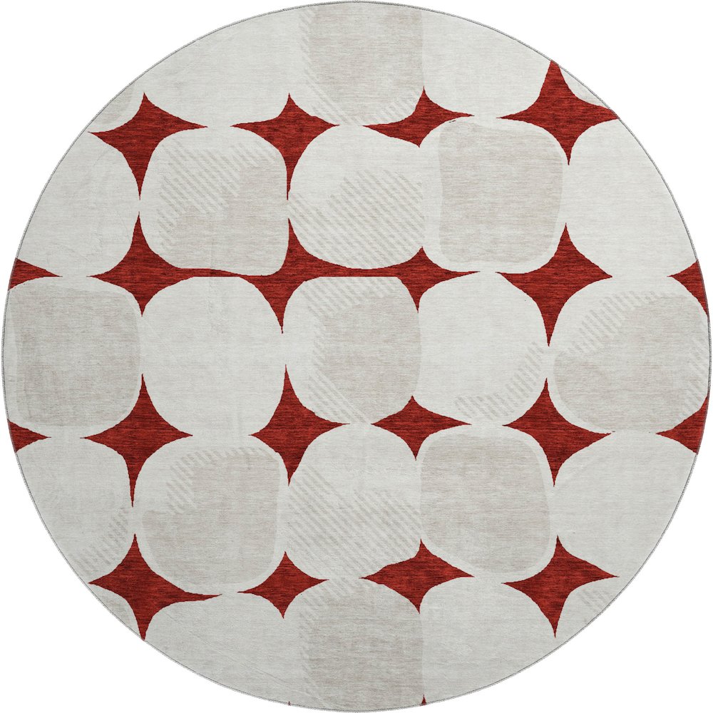 Premium Machine Washable Mayfield AMF870 Burgundy 8' x 8' Round Rug