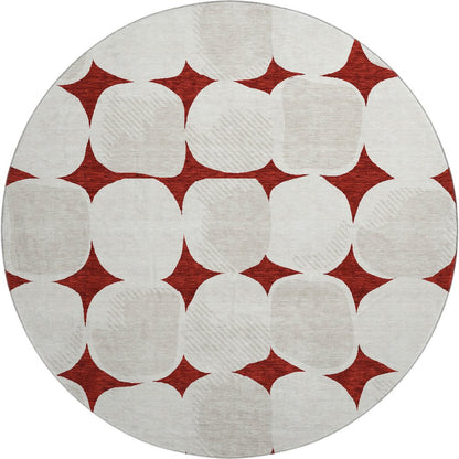 Premium Machine Washable Mayfield AMF870 Burgundy 8' x 8' Round Rug
