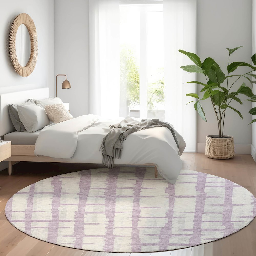 Premium Machine Washable Mayfield AMF872 Lavender 8' x 8' Round Rug
