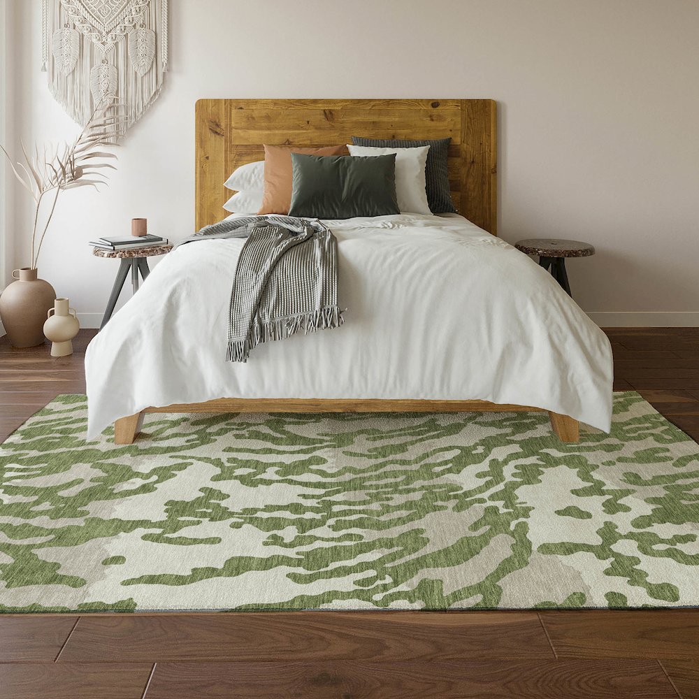 Premium Machine Washable Mayfield AMF873 Green 2'6" x 3'10" Rug