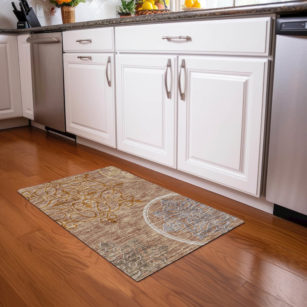 Premium Machine Washable Mayfield AMF874 Terracotta 1'8" x 2'6" Rug