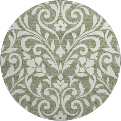 Premium Machine Washable Mayfield AMF875 Fern 8' x 8' Round Rug