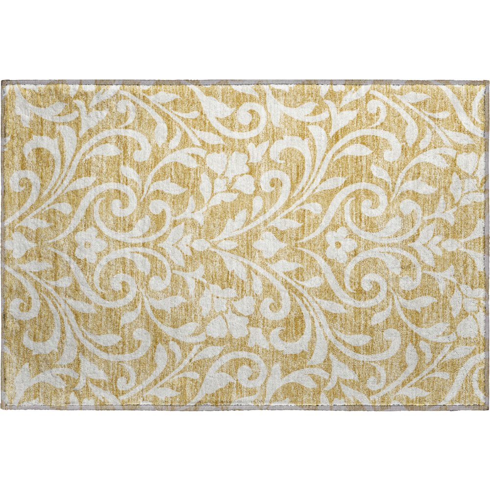 Premium Machine Washable Mayfield AMF875 Gold 1'8" x 2'6" Rug