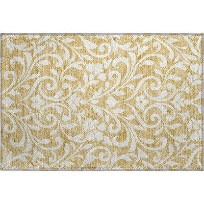 Premium Machine Washable Mayfield AMF875 Gold 1'8" x 2'6" Rug