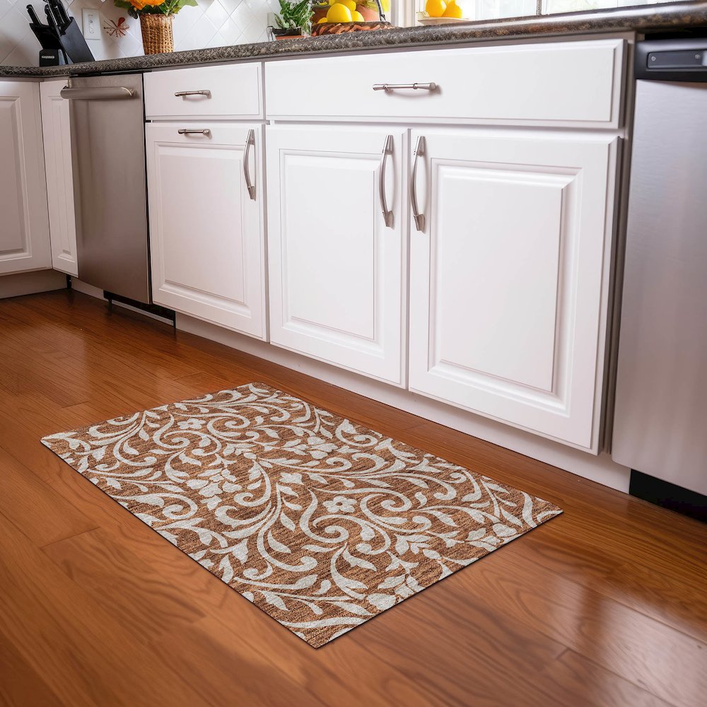 Premium Machine Washable Mayfield AMF875 Paprika 1'8" x 2'6" Rug