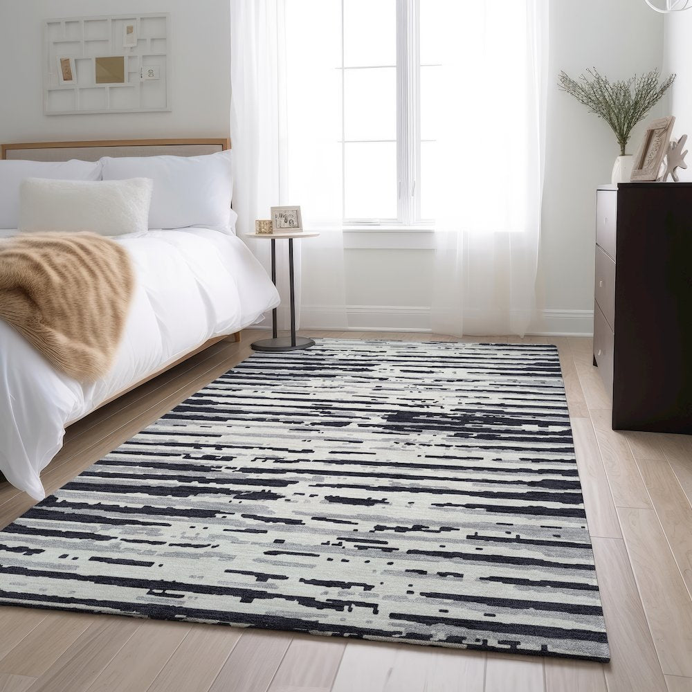 Premium Machine Washable Mayfield AMF888 Black 2'6" x 3'10" Rug