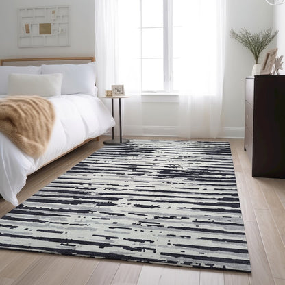 Premium Machine Washable Mayfield AMF888 Black 2'6" x 3'10" Rug