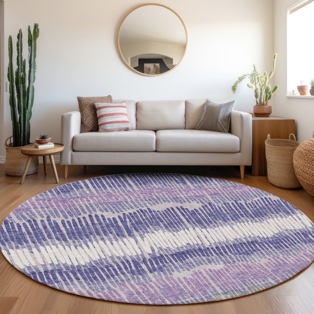 Premium Machine Washable Mayfield AMF889 Purple 8' x 8' Round Rug