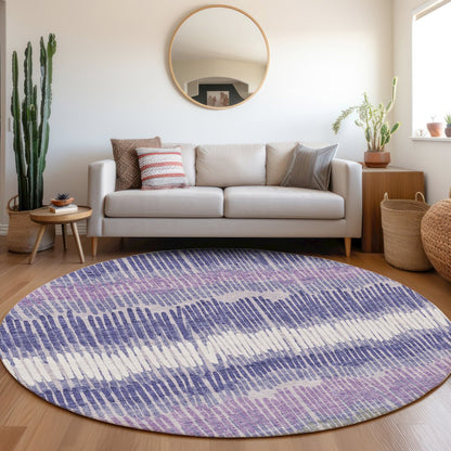 Premium Machine Washable Mayfield AMF889 Purple 8' x 8' Round Rug