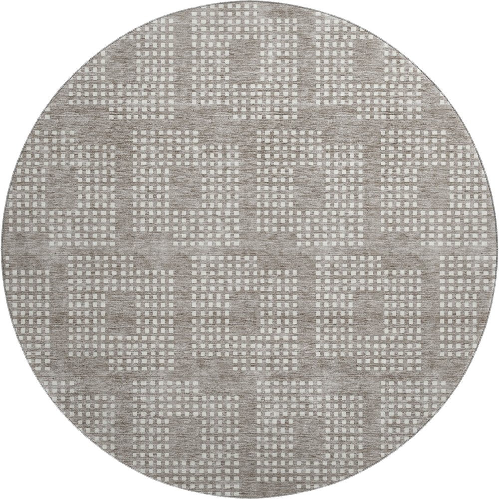 Premium Machine Washable Mayfield AMF890 Taupe 8' x 8' Round Rug