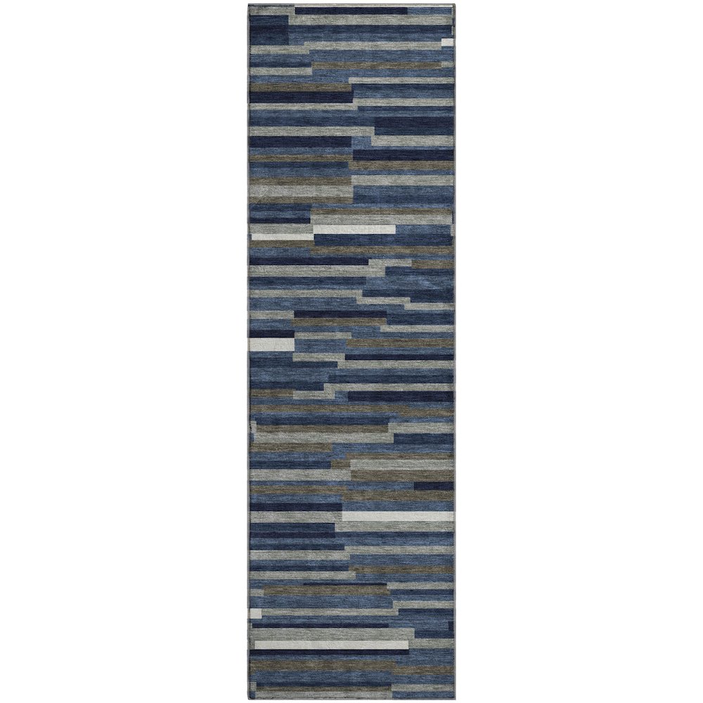 Premium Machine Washable Mayfield AMF894 Navy 2'3" x 7'6" Runner Rug