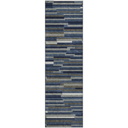 Premium Machine Washable Mayfield AMF894 Navy 2'3" x 7'6" Runner Rug