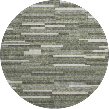 Premium Machine Washable Mayfield AMF894 Olive 8' x 8' Round Rug