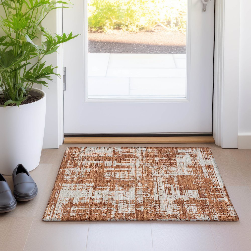 Premium Machine Washable Mayfield AMF895 Paprika 1'8" x 2'6" Rug