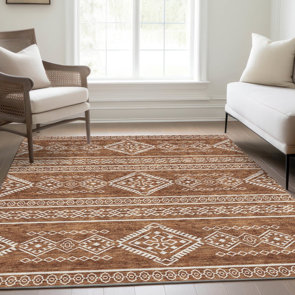 Premium Machine Washable Mayfield AMF901 Paprika 2'6" x 3'10" Rug
