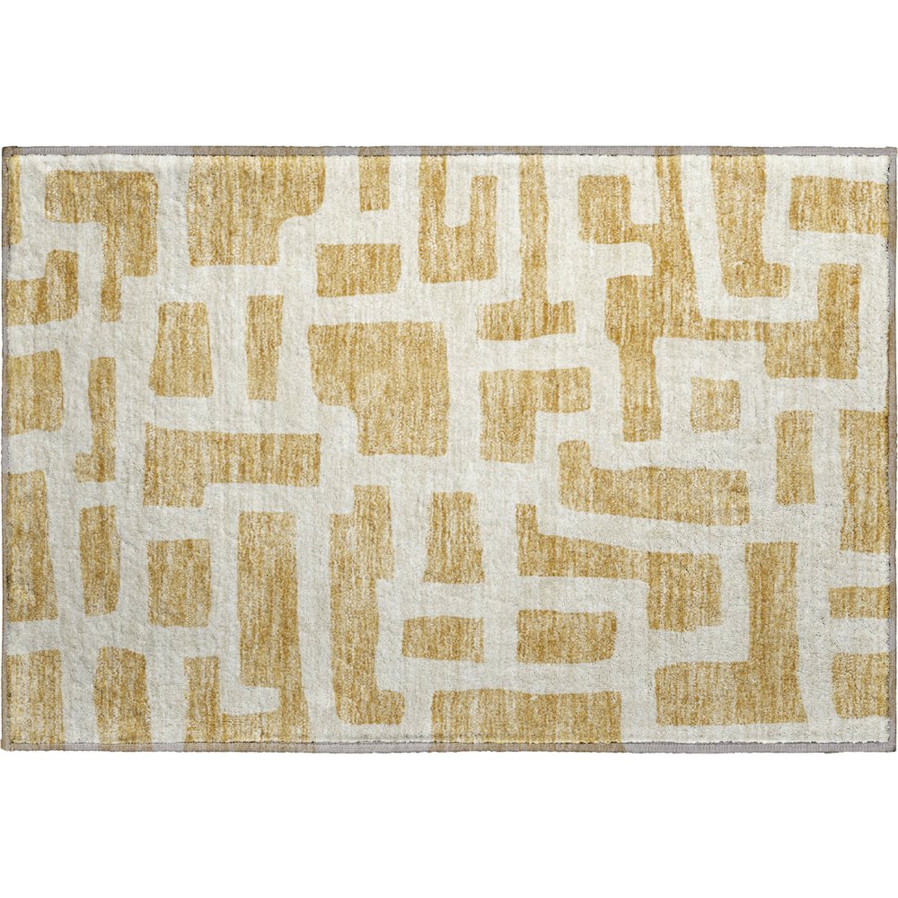 Premium Machine Washable Mayfield AMF903 Gold 1'8" x 2'6" Rug