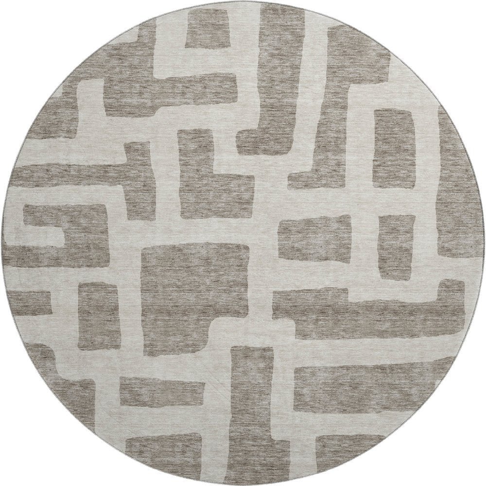 Premium Machine Washable Mayfield AMF903 Taupe 8' x 8' Round Rug