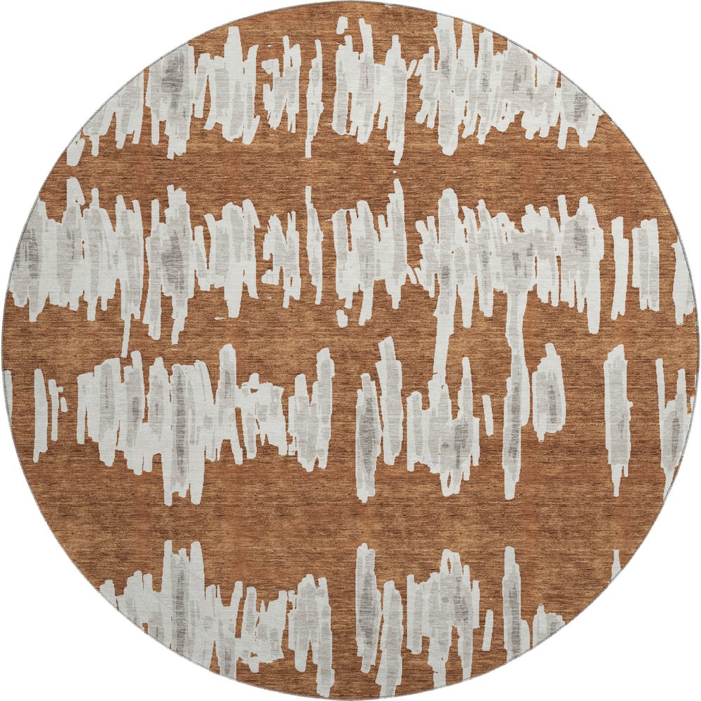 Premium Machine Washable Mayfield AMF905 Paprika 8' x 8' Round Rug